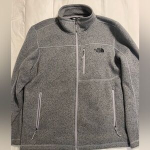 Grey fleece full zip north face jacket